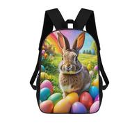 sinyumoney Easter Bunny with Colorful Eggs Mochila Escolar Infantil De 17 Pulgadas, Mochila Escolar Impresa En 3D Para Niños De Primaria Y Secundaria