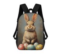 sinyumoney Easter Bunny with Eggs Mochila Infantil Para Niñas Y Niños, Mochila De Día, Escuela Primaria, Perfecta Para La Vuelta Al Cole O Educación Física, Regalos Y Viajes 17inch