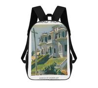 sinyumoney Edward Hopper House Painting Mochila Escolar Para Niñas Mochila Impermeable Mochila Informal De Día Mochila Ligera Para Niño Y Niña Mochila Escolar 17inch