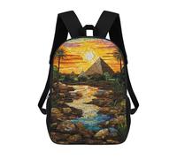 sinyumoney Egyptian Sunset Mosaic Art Mochila Escolar Infantil De 17 Pulgadas, Mochila Escolar Impresa En 3D Para Niños De Primaria Y Secundaria