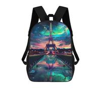 sinyumoney Eiffel Tower Reflection Night Mochila Escolar Infantil Impresa En 3D 17inch Mochilas De Moda Para Niños De Primaria Y Secundaria