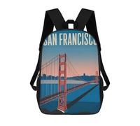 sinyumoney Eiffel Tower Sketch Mochila escolar impresa en 3D para niños, mochila de ocio de moda para la escuela, mochila de viaje espaciosa para niños, Puente Golden Gate, 17"