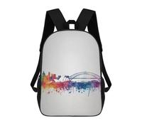 Sinyumoney Eiffel Tower Sketch Mochilas Impresas 3D Para Niños, Bolsas De Escuela De Moda Para Niños Bolsas De Viaje, Bolsas De Escuela Para Estudiantes De Primaria, Sydney Skyline Watercolor, 17"