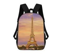sinyumoney Eiffel Tower Sunset Mochila Escolar Para Niños Con Impresión 3D, Mochila Moderna Para Niños Y Niñas, Mochila Informal Para Estudiantes. 17inch