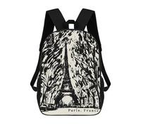 sinyumoney Eiffel Tower Vintage Art Mochila Escolar Infantil De 17 Pulgadas, Mochila Escolar Impresa En 3D Para Niños De Primaria Y Secundaria
