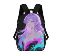 sinyumoney Elara Frost - Ice-Blue Eyes, Silky Pastel Lavender Hair Mochila Escolar Informal Para El Día A Día, Para La Escuela, El Trabajo Y Los Viajes Para Hombres, Mujeres Y Adolescentes. 17inch