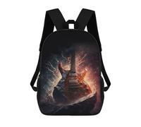 sinyumoney Electric Guitar Fire Artwork Mochila Escolar Infantil De 17 Pulgadas, Mochila Escolar Impresa En 3D Para Niños De Primaria Y Secundaria