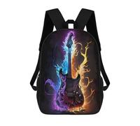 sinyumoney Electric Guitar with Flames-1 Mochila Infantil, Mochila Escolar De Gran Capacidad Para Estudiantes, Mochila Para Libros, Mochila Para Niños, Niñas, Adultos Y Adolescentes 17inch