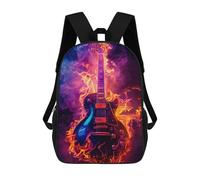sinyumoney Electric Guitar with Flames Mochila Escolar Infantil Impresa En 3D Para Niños, Mochila De Viaje De Alta Capacidad, Mochilas Para Libros De 17 Pulgadas Para Niños