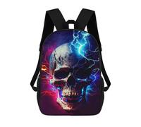 sinyumoney Electric Skull Art Print-1 Mochilas Para Niños Y Estudiantes, Mochilas Escolares Impresas En 3D, Mochilas Para Estudiantes De Primaria Y Secundaria Para Niños Y Niñas 17inch
