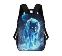 sinyumoney Electric Wolf in Snowy Landscape Mochilas Escolares Para Niños Y Niñas, Mochilas Deportivas Informales Para Primaria, Mochilas De Gran Capacidad Para Libros 17inch