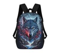sinyumoney Electric Wolf Portrait -2 Mochila Escolar Infantil, Mochilas Impresas En 3D, Mochilas Escolares De Moda Para Niños De Primaria Y Secundaria 17inch