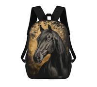 sinyumoney Elegant Black Horse Portrait Mochila Escolar Infantil De 17 Pulgadas, Impresa En 3D, Estilo Casual, Para Niños, Ideal Para Viajes, Como Mochila Escolar O Para Llevar Libros.