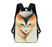 sinyumoney Elegant Cat Vector Portrait with Green Eyes Mochila Infantil Para Niñas, Mochila Escolar 3D, Mochila Para Niños Pequeños, Mochila Informal De Día, Mochila Escolar De Moda 17inch