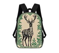 sinyumoney Elegant Deer with Floral Frame Mochila Escolar Grande Resistente Al Agua Para Portátil Para Niños/niñas/adolescentes 17inch