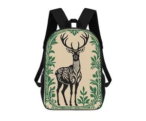 sinyumoney Elegant Deer with Floral Frame Mochila Escolar Grande Resistente Al Agua Para Portátil Para Niños/niñas/adolescentes 17inch