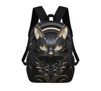 sinyumoney Elegant Golden Black Cat Mochila Escolar Ligera E Informal Para El Día A Día, Ideal Para La Escuela, El Trabajo O Los Viajes 17inch