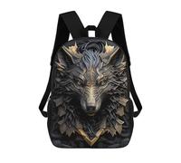 sinyumoney Elegant Golden Wolf Art Mochila Escolar Impresa En 3D 17inch Mochilas De Moda Para Niños, Mochilas Escolares Para Niños De Primaria Y Secundaria
