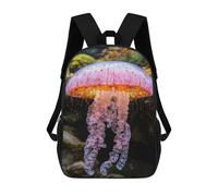 sinyumoney Elegant Jellyfish in Ocean Depths Mochila Escolar De 17 Pulgadas Para Adolescentes, Con Estampado 3D, Ajustable Y Con Bolsillos, Ideal Para Niños, Niñas Y Estudiantes.