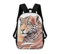 sinyumoney Elegant Leopard with Rose Mochila Escolar Infantil De 17 Pulgadas Con Estampado 3D, Mochila Moderna Para Niños, Mochilas De Viaje, Bolsas Para Libros, Mochila Escolar Infantil