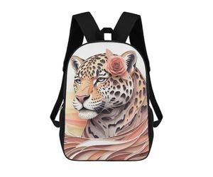 sinyumoney Elegant Leopard with Rose Mochila Escolar Ligera Para Aeropuerto Y Universidad Para Estudiantes, Ideal Para El Campus, Viajes Al Aire Libre Y Deportes 17inch