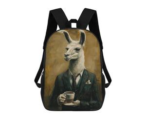 sinyumoney Elegant Llama with Coffee Mochila Escolar Ligera Para Aeropuerto, Estudiantes Universitarios, Mochila Para Adolescentes, Chicas, Chicos, Mujeres Y Hombres 17inch