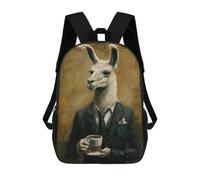sinyumoney Elegant Llama with Coffee Mochilas De Moda Impresas En 3D 17inch Mochila Escolar Informal Para Niños De Primaria Y Secundaria