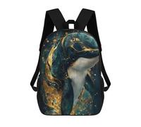 sinyumoney Elegant Orca Whale with Gold Accents Mochila Infantil Con Impresión 3D, Mochila Escolar Para Niños, Mochila Informal Divertida Para Niños Y Adolescentes 17inch