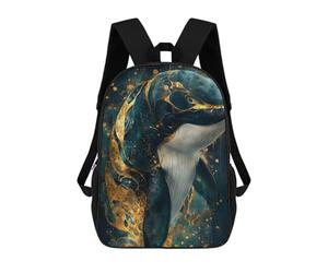 sinyumoney Elegant Orca Whale with Gold Accents Mochila Infantil Con Impresión 3D, Mochila Escolar Para Niños, Mochila Informal Divertida Para Niños Y Adolescentes 17inch