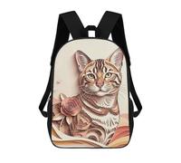 sinyumoney Elegant Papercut Cat with Rose Mochila Escolar Infantil De 17 Pulgadas Con Estampado 3D, Mochila Moderna Para Niños, Mochilas De Viaje, Bolsas Para Libros, Mochila Escolar Infantil
