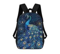 sinyumoney Elegant Peacock in Starry Night Mochila Escolar Para Niñas Mochila Impermeable Mochila Informal De Día Mochila Ligera Para Niño Y Niña Mochila Escolar 17inch