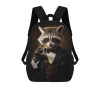 sinyumoney Elegant Raccoon And Drink Mochilas Infantiles Impresas En 3D De 17 Pulgadas. Mochila Escolar Informal Impresa En 3D Para Niños De Primaria Y Secundaria.