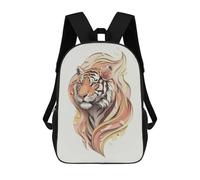 sinyumoney Elegant Tiger Portrait with Floral Accent Mochila Escolar Mochila Informal Mochilas De Día Bolsa Escolar Para Trabajo/viajes 17inch