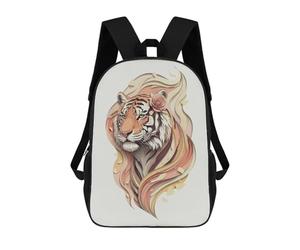 sinyumoney Elegant Tiger Portrait with Floral Accent Mochila Escolar Mochila Informal Mochilas De Día Bolsa Escolar Para Trabajo/viajes 17inch