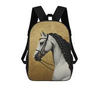 sinyumoney Elegant White Horse Portrait Mochilas Escolares De Moda Para Papelería, Impermeables, Informales, Para Hombres, Mujeres Y Adolescentes 17inch