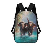 sinyumoney Elephant Family in River Mochila Escolar Grande Para Niños, Niñas, Adolescentes, Hombres Y Mujeres 17inch