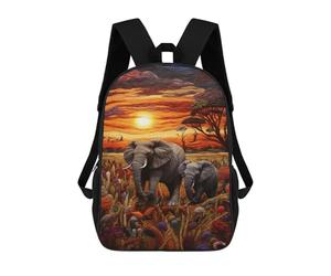 sinyumoney Elephant Family Sunset Safari Mochila Escolar Grande Resistente Al Agua Para Portátil Para Niñas Y Adolescentes 17inch
