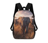 sinyumoney Elephant Herd at Sunset Mochila Escolar Infantil Con Impresión 3D, Mochila Escolar Informal Para Niños De Primaria Y Secundaria 17inch