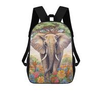sinyumoney Elephant in Bloom Nature's Majesty Mochila Escolar Infantil De 17 Pulgadas, Mochila Escolar Impresa En 3D Para Niños De Primaria Y Secundaria