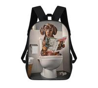 sinyumoney Elephant on The Toilet - Mochila escolar grande resistente al agua para laptop, para escuela, trabajo, viajes, Dachshund Reading - Periódico en el inodoro, 17"