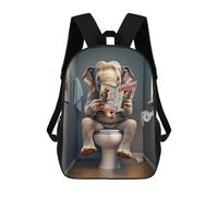 sinyumoney Elephant on The Toilet Mochila Escolar, Mochila De Viaje Resistente Al Agua, Mochila Para Computadora Para Niñas, Niños Y Adolescentes 17inch