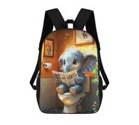 sinyumoney Elephant Reading on Toilet Funny Mochila Escolar Infantil Impresa En 3D Para Niños, Mochilas De Viaje, Bolsas Para Libros Para Niños Estudiantes De Primaria 17inch
