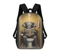 sinyumoney Elephant Reading on Toilet Mochila Escolar Infantil, Mochilas Impresas En 3D, Mochilas Escolares De Moda Para Niños De Primaria Y Secundaria 17inch