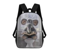 sinyumoney Elephant Reading on Toilet Mochila Infantil De 17 Pulgadas, Mochila Escolar Con Estampado 3D De Dibujos Animados Para Niños Y Adolescentes.