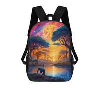 sinyumoney Elephant Serenity A Vibrant Sunset Scene Mochila Escolar Infantil Estampada Para Adultos Y Niños, Mochila De Viaje Para El Día A Día 17inch