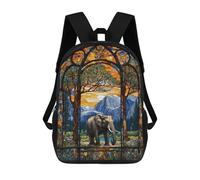sinyumoney Elephant Stained Glass 2 Mochila Escolar Resistente Al Agua, Mochila De Viaje, Bolsa Para Computadora - Perfecta Para Viajes, Trabajo Y Uso Diario 17inch
