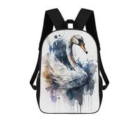 sinyumoney Elephant Watercolor Mochila Escolar Secundaria Ocio Bolsa de Viaje para Escuela/Trabajo/Viajes, Watercolor Bird Swan, 17"