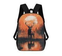 sinyumoney Elk in Forest with Full Moon Mochila Escolar Ligera Para Aeropuerto, Estudiantes Universitarios, Niñas, Niños Y Adolescentes 17inch