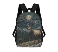 sinyumoney Elk Under Moonlight Mochila Escolar Grande, Ligera E Informal: Perfecta Para Viajes, Trabajo Y Uso Diario 17inch