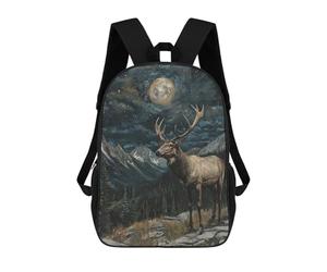 sinyumoney Elk Under Moonlight Mochila Escolar Grande, Ligera E Informal: Perfecta Para Viajes, Trabajo Y Uso Diario 17inch